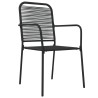 Ensemble à manger de jardin 5 pcs Noir Corde de coton et acier 567389567389