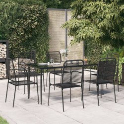 Ensemble à manger de jardin 7 pcs Noir Corde de coton et acier 567390567390
