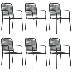 Ensemble à manger de jardin 7 pcs Noir Corde de coton et acier 567390567390