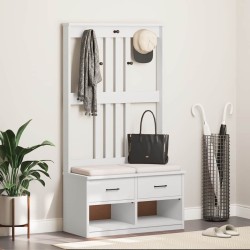 Portemanteau SANDNES blanc 87x40x159,5 cm bois massif pin 567469567469