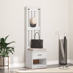 Portemanteau SANDNES blanc 45x40x159,5 cm bois massif pin 567472567472