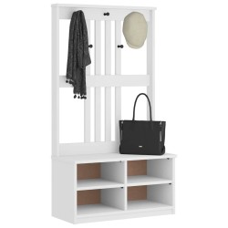 Portemanteau SANDNES blanc 87x40x159,5 cm bois massif pin 567491567491