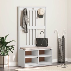 Portemanteau SANDNES blanc 87x40x159,5 cm bois massif pin 567491567491