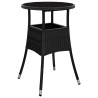 Table de jardin Ø60x75 cm Verre trempé/résine tressée Noir 567639567639
