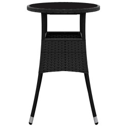 Table de jardin Ø60x75 cm Verre trempé/résine tressée Noir 567639567639