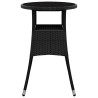 Table de jardin Ø60x75 cm Verre trempé/résine tressée Noir 567639567639