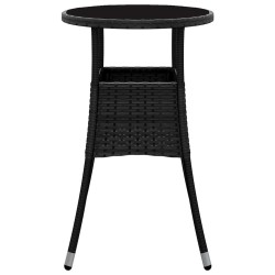 Table de jardin Ø60x75 cm Verre trempé/résine tressée Noir 567639567639