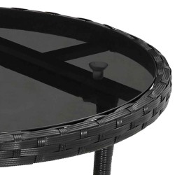 Table de jardin Ø60x75 cm Verre trempé/résine tressée Noir 567639567639