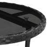 Table de jardin Ø60x75 cm Verre trempé/résine tressée Noir 567639567639