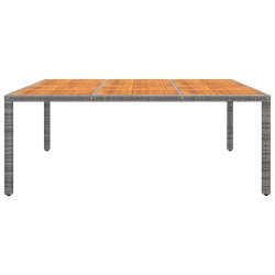 Table de jardin 200x150x75 cm Acacia et résine tressée Gris 567640567640