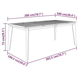 Table de jardin 200x100x75 cm Bois d'acacia solide 567641567641