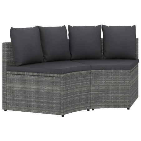 Salon de jardin 2 pcs avec coussins Résine tressée Gris 567643567643