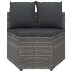 Salon de jardin 2 pcs avec coussins Résine tressée Gris 567643567643