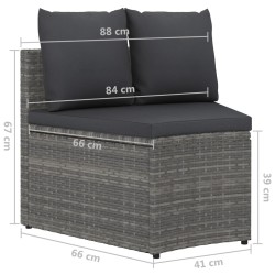 Salon de jardin 2 pcs avec coussins Résine tressée Gris 567643567643