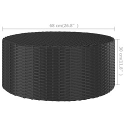 Table à thé Noir 68x68x30 cm Résine tressée 567644567644