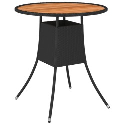 Table à dîner de jardin Noir Ø 70 cm Résine tressée et acacia 567645567645