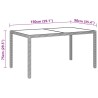 Table de jardin 150x90x75 cm Verre trempé/résine tressée Beige 567653567653