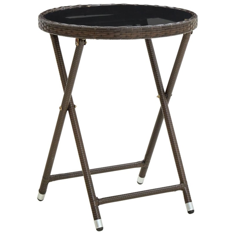 Table à thé Marron 60 cm Résine tressée et verre trempé 567656567656