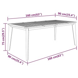Table de jardin 160x90x75 cm Bois d'acacia solide 567662567662