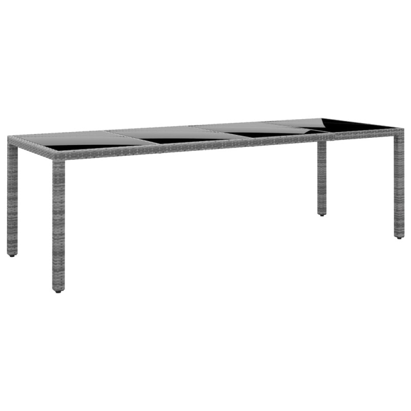 Table de jardin 250x100x75 cm Verre trempé et Résine tressée 567664567664