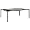 Table de jardin 200x150x75 cm Verre trempé/résine tressée Gris 567666567666