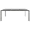 Table de jardin 200x150x75 cm Verre trempé/résine tressée Gris 567666567666