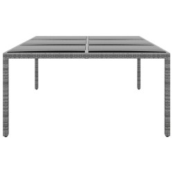 Table de jardin 200x150x75 cm Verre trempé/résine tressée Gris 567666567666