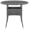 Table de jardin Ø80x75 cm Verre trempé/résine tressée Gris 567675567675