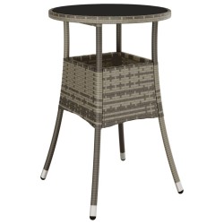 Table de jardin Ø60x75 cm Verre trempé/résine tressée Gris 567677567677