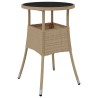Table de jardin Ø60x75 cm Verre trempé/résine tressée Beige 567695567695