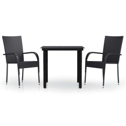 Ensemble à manger de jardin 3 pcs Noir 567696567696