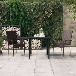 Ensemble à manger de jardin 3 pcs Marron et noir 567697567697