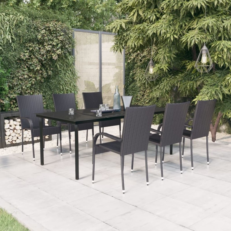 Ensemble à manger de jardin 7 pcs Noir 567698567698