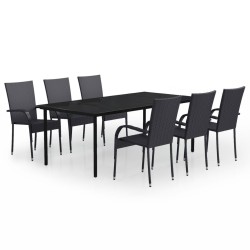 Ensemble à manger de jardin 7 pcs Noir 567698567698