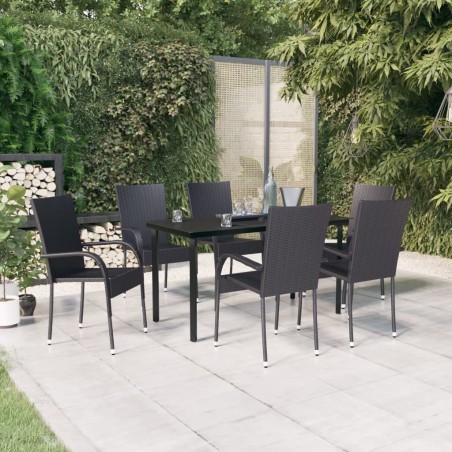 Ensemble à manger de jardin 7 pcs Noir 567699567699