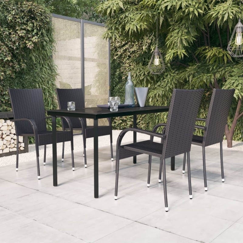Ensemble à manger de jardin 5 pcs Noir 567700567700