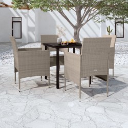 Ensemble à manger de jardin coussins 5 pcs Beige/noir 567706567706