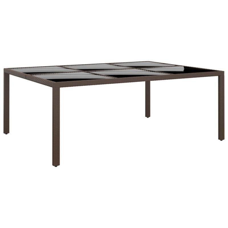 Table de jardin avec dessus en verre Marron 200x150x75 cm Rotin 567709567709