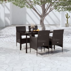 Ensemble à manger de jardin avec coussins 5 pcs Noir 567712567712