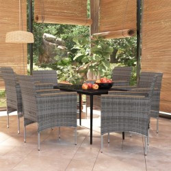 Ensemble à manger de jardin coussins 7pcs Gris et noir 567714567714