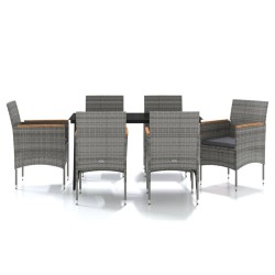 Ensemble à manger de jardin coussins 7pcs Gris et noir 567714567714