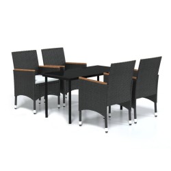 Ensemble à manger de jardin avec coussins 5 pcs Noir 567715567715