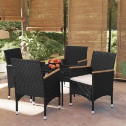 Ensemble à manger de jardin avec coussins 5 pcs Noir 567716567716