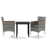 Ensemble à manger de jardin et coussins 3 pcs Gris et noir 567719567719