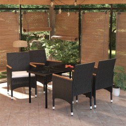 Ensemble à manger de jardin avec coussins 5 pcs Noir 567720567720