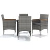 Ensemble à manger de jardin et coussins 5pcs Gris/noir 567721567721