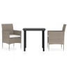 Ensemble à manger de jardin avec coussins 3 pcs Beige et noir 567722567722