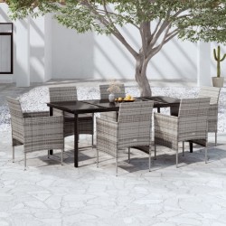 Ensemble à manger de jardin coussins 7pcs Gris et noir 567730567730
