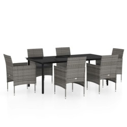 Ensemble à manger de jardin coussins 7pcs Gris et noir 567730567730