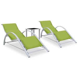 Chaises longues lot de 2 avec table Aluminium Vert 567735567735